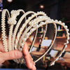 Women's Bridal Pearl Headband With Handknitted Knotted Design And Elegant Bow Crown Detail