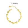 Women's Bridal Wedding Leaf Bracelet With Geometric Alloy Design And Sandy Gold Electroplated Finish