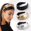 Women's Bright Plaid Pu Fabric Knotted Headband Handwoven Hair Accessory For Everyday Styling