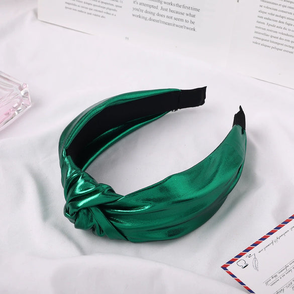 Women's Bright Plaid Pu Fabric Knotted Headband Handwoven Hair Accessory For Everyday Styling