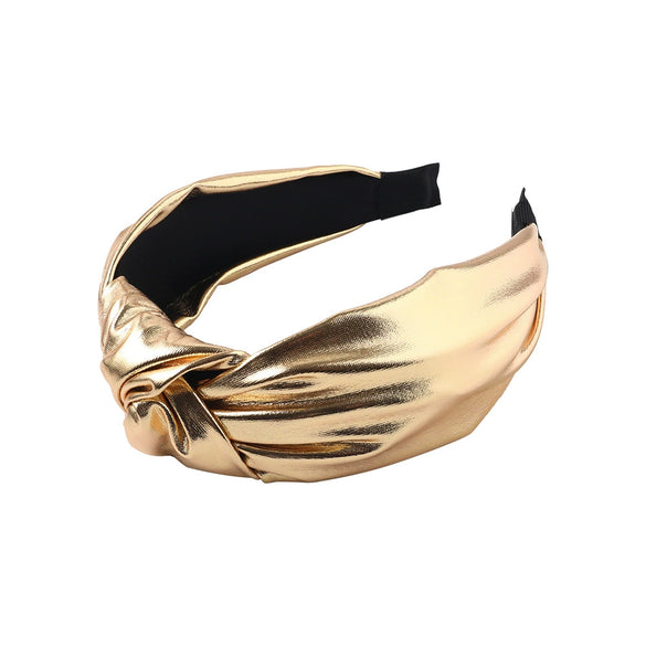 Women's Bright Plaid Pu Fabric Knotted Headband Handwoven Hair Accessory For Everyday Styling