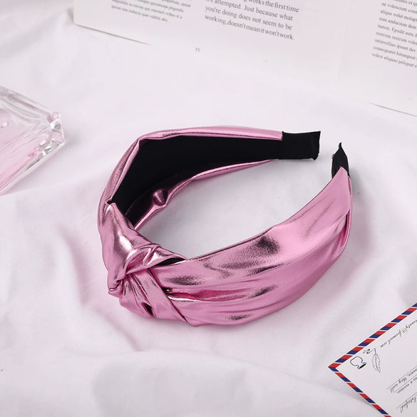 Women's Bright Plaid Pu Fabric Knotted Headband Handwoven Hair Accessory For Everyday Styling