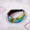 Women's Bright Plaid Pu Fabric Knotted Headband Handwoven Hair Accessory For Everyday Styling