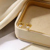Women's Brushed Stainless Steel Imitation Pearl Earrings With Heart Shape Bow And Leaf Pattern Electroplated
