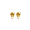 Women's Brushed Stainless Steel Imitation Pearl Earrings With Heart Shape Bow And Leaf Pattern Electroplated