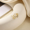 Women's Brushed Stainless Steel Imitation Pearl Earrings With Heart Shape Bow And Leaf Pattern Electroplated