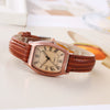Women's Bucket Shaped Quartz Watch Alloy Case Imitation Leather Strap Stainless Steel Clasp Oval Dial Ordinary Glass Mirror