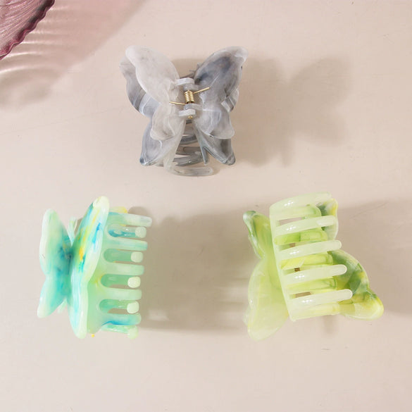 Women's Butterfly Acetic Acid Grab Clip With Baking Paint And Marble Color