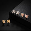 Women's Butterfly Bow Clip On Earrings In Electroplated Gold Color Environmental Copper With Zircon Accent Natural Style Jewelry