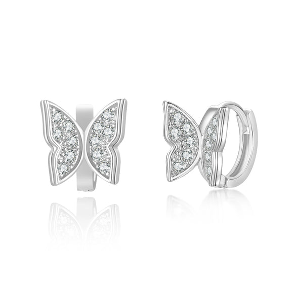 Women's Butterfly Bow Clip On Earrings In Electroplated Gold Color Environmental Copper With Zircon Accent Natural Style Jewelry