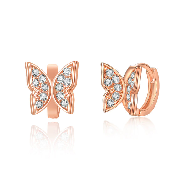 Women's Butterfly Bow Clip On Earrings In Electroplated Gold Color Environmental Copper With Zircon Accent Natural Style Jewelry