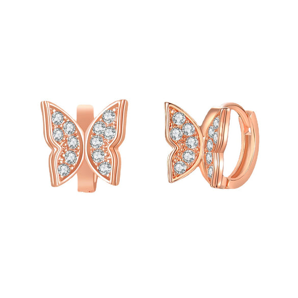 Women's Butterfly Bow Clip On Earrings In Electroplated Gold Color Environmental Copper With Zircon Accent Natural Style Jewelry
