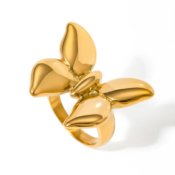 Women's Butterfly Geometric Stainless Steel Ring Electroplated Light Luxury Hand Jewelry
