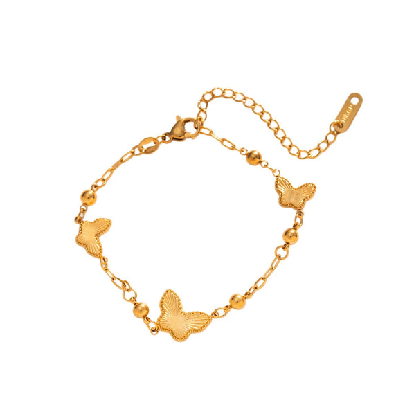 Women's Butterfly Patchwork Bracelet In Titanium Steel With Real Gold Plating And Laser Finish Sweet Cool Niche Hand Jewelry