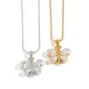 Women's Butterfly Pendant Necklace With Zircon Stainless Steel Chain Pvd Gold Plating And Lobster Clasp