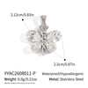 Women's Butterfly Pendant Necklace With Zircon Stainless Steel Chain Pvd Gold Plating And Lobster Clasp