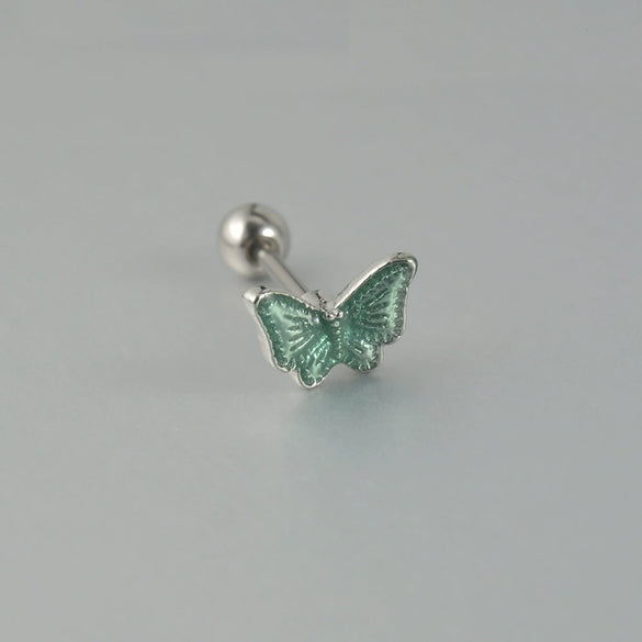 Women's Butterfly Stud Earrings Plastic Resin Dripping Oil Animal Style