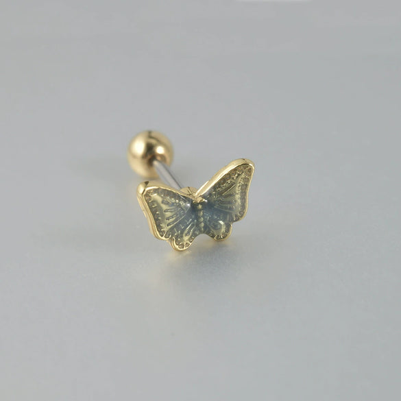 Women's Butterfly Stud Earrings Plastic Resin Dripping Oil Animal Style
