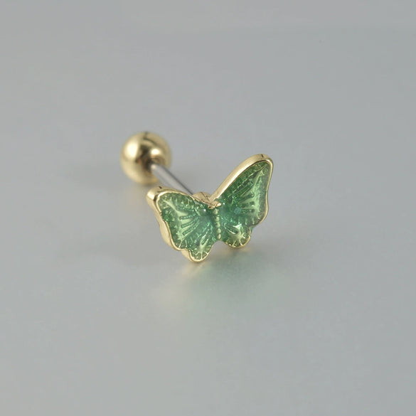 Women's Butterfly Stud Earrings Plastic Resin Dripping Oil Animal Style