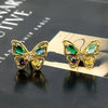 Women's Butterfly Stud Earrings With Copper Zircon Design And Silver Posts Simple Modern Animalinspired Fashion Jewelry