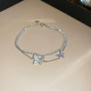 Women's Butterfly Zircon Double Layer Plastic Bracelet Simple Animal Patterned Light Luxury Fashion Jewelry