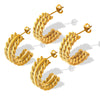 Women's C Shape Geometric Titanium Steel Gold Plated Earrings With Electroplating Treatment And Unique Creative Design