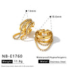 Women's C Shaped Geometric Stainless Steel Rhinestone Chain Earrings With 18K Gold Vacuum Plating Simple Light Luxury Style