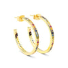 Women's C Shaped Hoop Earrings With Silver Needle And Copper Micro Pave Colorful Zircon Geometric Simple Stylish Large Circle Earrings