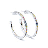 Women's C Shaped Hoop Earrings With Silver Needle And Copper Micro Pave Colorful Zircon Geometric Simple Stylish Large Circle Earrings