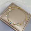 Women's Cartoon Geometric Gold Inlaid Titanium Steel Light Luxury Colorchanging Crystal Bracelet