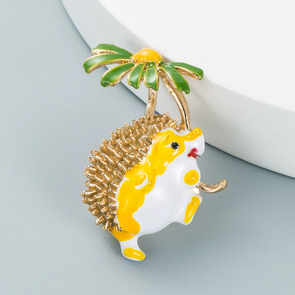 Women’s Cartoon Hedgehog Brooch Alloy Clothing Pin With Dripping Oil Finish Personality Decorative Fashion Accessory