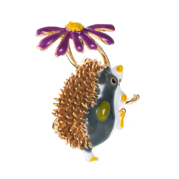 Women’s Cartoon Hedgehog Brooch Alloy Clothing Pin With Dripping Oil Finish Personality Decorative Fashion Accessory