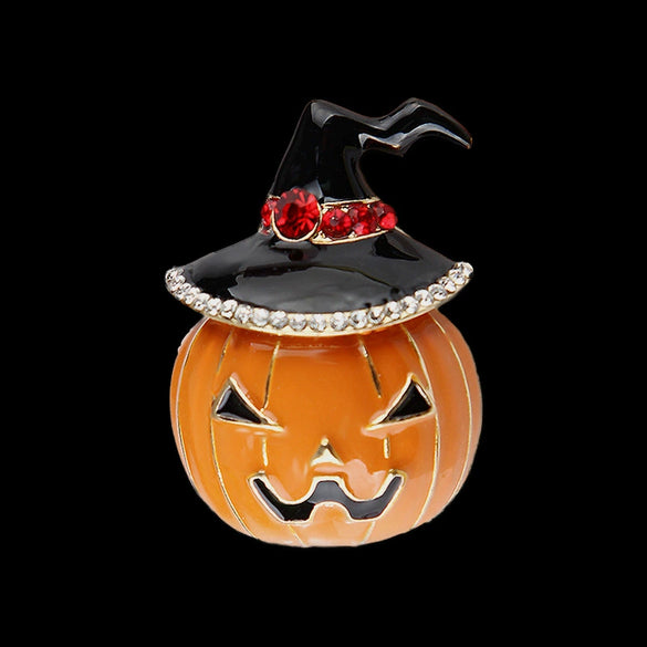 Women's Cartoon Pumpkin Rhinestone Brooch Electroplated Alloy Clothing Pin Dripping Oil Design Christmas Style Decorative Jewelry