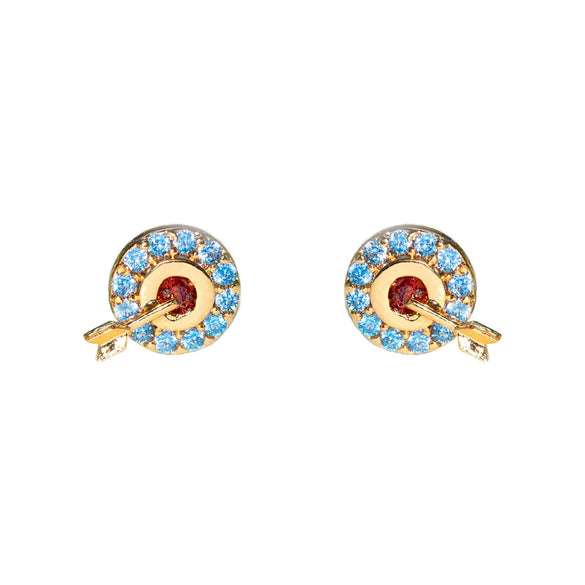Women's Cartoon Villain Copper Needle Earrings With Microembedded Colorful Zircon