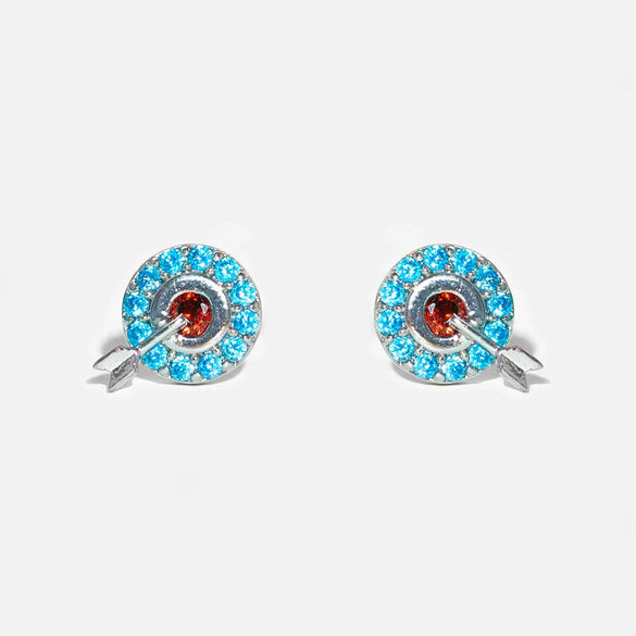 Women's Cartoon Villain Copper Needle Earrings With Microembedded Colorful Zircon