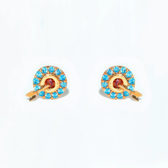 Women's Cartoon Villain Copper Needle Earrings With Microembedded Colorful Zircon