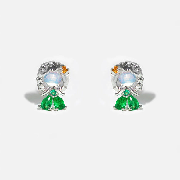 Women's Cartoon Villain Copper Needle Earrings With Microembedded Colorful Zircon