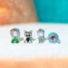 Women's Cartoon Villain Copper Needle Earrings With Microembedded Colorful Zircon