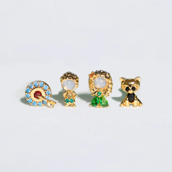 Women's Cartoon Villain Copper Needle Earrings With Microembedded Colorful Zircon