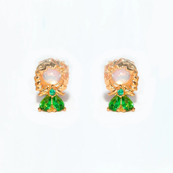 Women's Cartoon Villain Copper Needle Earrings With Microembedded Colorful Zircon