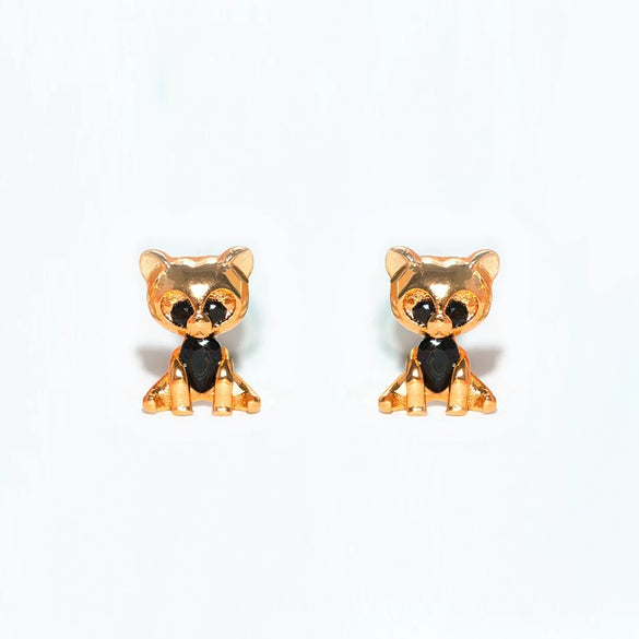 Women's Cartoon Villain Copper Needle Earrings With Microembedded Colorful Zircon
