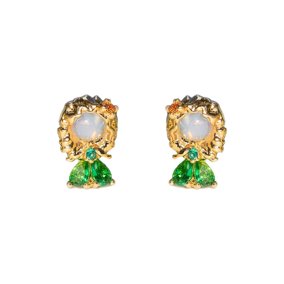 Women's Cartoon Villain Copper Needle Earrings With Microembedded Colorful Zircon