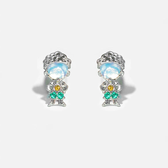Women's Cartoon Villain Copper Needle Earrings With Microembedded Colorful Zircon