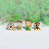 Women's Cartoon Villain Copper Needle Earrings With Microembedded Colorful Zircon