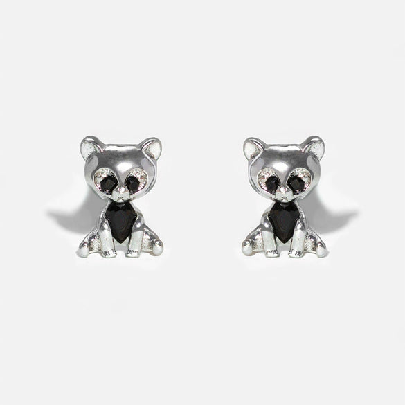 Women's Cartoon Villain Copper Needle Earrings With Microembedded Colorful Zircon