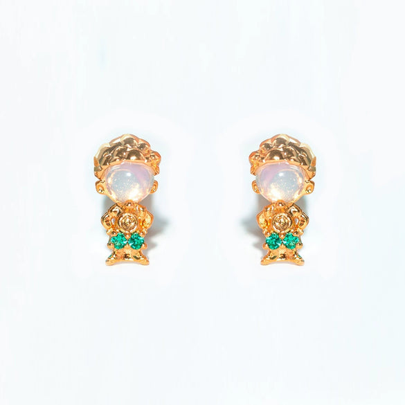 Women's Cartoon Villain Copper Needle Earrings With Microembedded Colorful Zircon