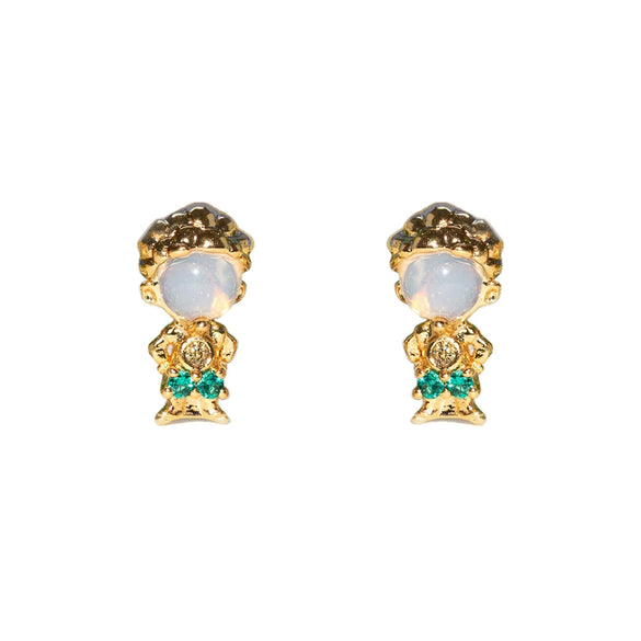 Women's Cartoon Villain Copper Needle Earrings With Microembedded Colorful Zircon