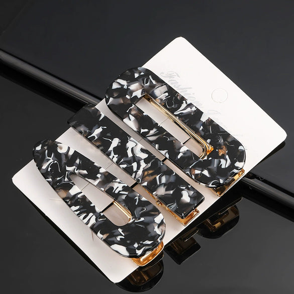 Women's Carved Acetate Hair Clip Geometric Side Barrette Sweet Cool Hair Accessory