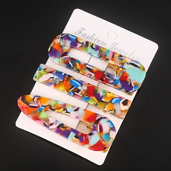 Women's Carved Acetate Hair Clip Geometric Side Barrette Sweet Cool Hair Accessory