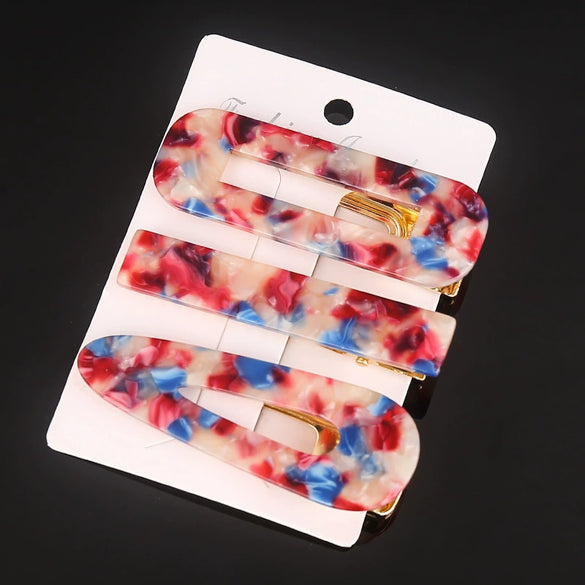 Women's Carved Acetate Hair Clip Geometric Side Barrette Sweet Cool Hair Accessory